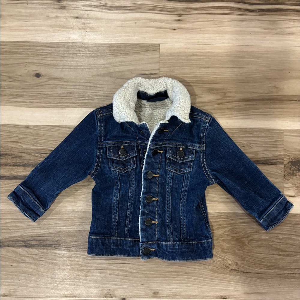 OshKosh B'gosh Blue and White Jean Jacket with Sherpa Lining